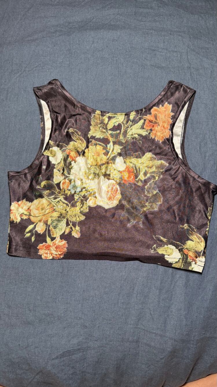 Floral Sleeveless Stretch Crop Top Size Small